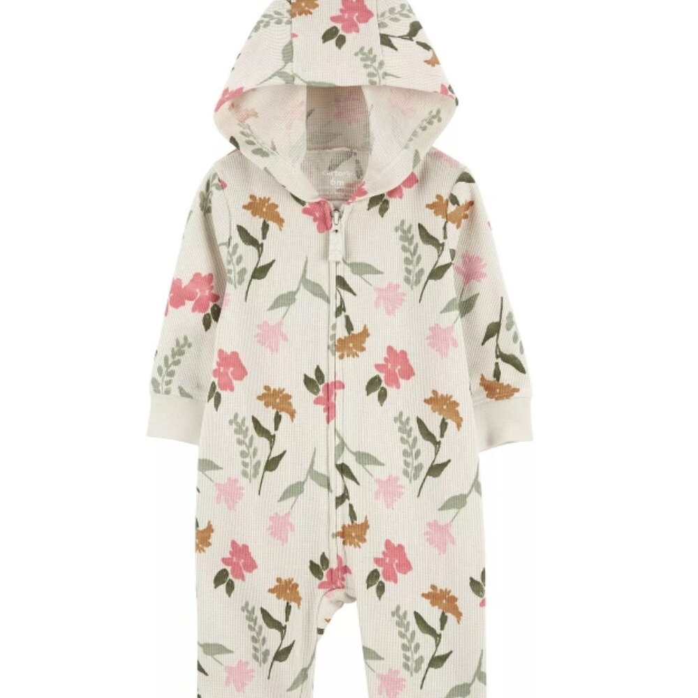 Baby Girl Carter's Floral Hooded Long Sleeve Jumpsuit 18M